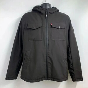 Levi's Men's Sherpa-Lined Hooded Softshell Water Resistant Utility Jacket Size M